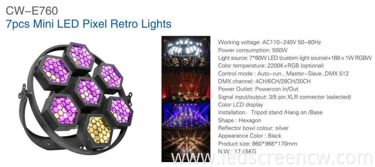 7pcs Mini LED Pixel Retro Light
